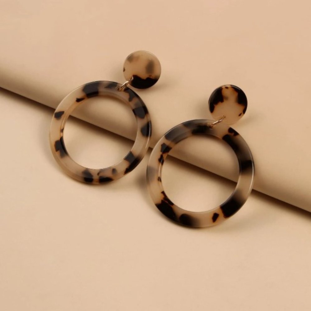 3 for $35 Acrylic Tortoiseshell Hoop Drop Earrings